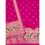 Generic Women's Banarasi Silk Printed Unstitched Salwar Suit Material With Dupatta (Pink, 3Mtrs) - Image 3