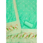Generic Women's Banarasi Silk Printed Unstitched Salwar Suit Material With Dupatta (Sea Green, 3Mtrs) - Image 3