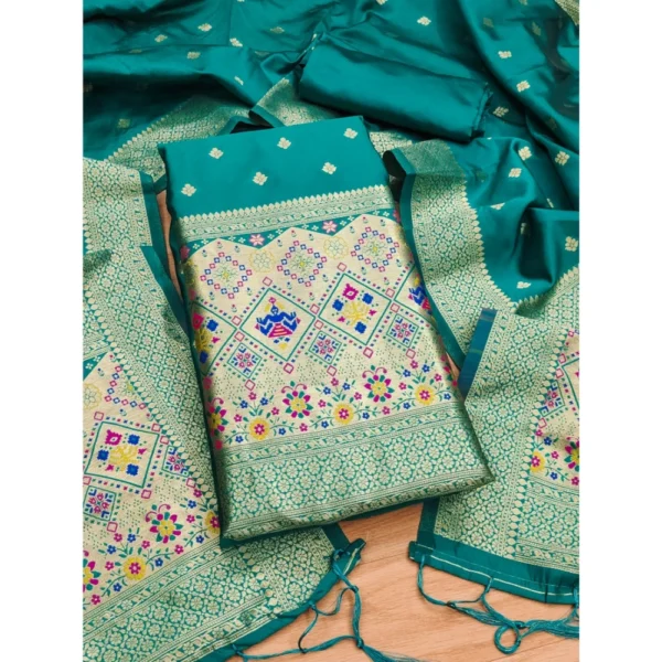 Rama Banarasi Silk Unstitched Salwar Suit Material with Dupatta