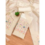 Generic Women's Banarasi Silk Printed Unstitched Salwar Suit Material With Dupatta (White, 3Mtrs) - Image 4