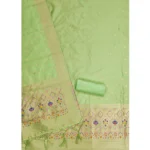 Generic Women's Banarasi Silk Printed Unstitched Salwar Suit Material With Dupatta (Pista, 3Mtrs) - Image 3