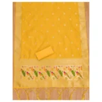 Generic Women's Banarasi Silk Printed Unstitched Salwar Suit Material With Dupatta (Yellow, 3Mtrs) - Image 2