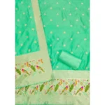 Generic Women's Banarasi Silk Printed Unstitched Salwar Suit Material With Dupatta (Sea Green, 3Mtrs) - Image 3