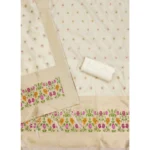 Generic Women's Banarasi Silk Printed Unstitched Salwar Suit Material With Dupatta (White, 3Mtrs) - Image 3