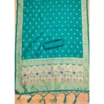 Generic Women's Banarasi Silk Printed Unstitched Salwar Suit Material With Dupatta (Rama, 3Mtrs) - Image 2