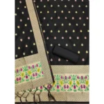 Generic Women's Banarasi Silk Printed Unstitched Salwar Suit Material With Dupatta (Black, 3Mtrs) - Image 3