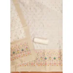 Generic Women's Banarasi Silk Printed Unstitched Salwar Suit Material With Dupatta (White, 3Mtrs) - Image 3