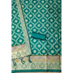 Generic Women's Banarasi Silk Printed Unstitched Salwar Suit Material With Dupatta (Rama, 3Mtrs) - Image 3