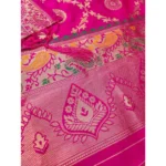 Generic Women's Banarasi Silk Printed Unstitched Salwar Suit Material With Dupatta (Pink, 3Mtrs) - Image 2