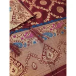 Generic Women's Banarasi Silk Printed Unstitched Salwar Suit Material With Dupatta (Maroon, 3Mtrs) - Image 2