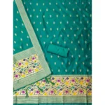 Generic Women's Banarasi Silk Printed Unstitched Salwar Suit Material With Dupatta (Rama, 3Mtrs) - Image 3