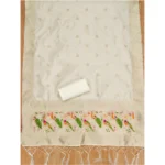 Generic Women's Banarasi Silk Printed Unstitched Salwar Suit Material With Dupatta (White, 3Mtrs) - Image 2