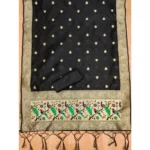 Generic Women's Banarasi Silk Printed Unstitched Salwar Suit Material With Dupatta (Black, 3Mtrs) - Image 2