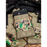 Black Banarasi Silk Salwar Suit Material