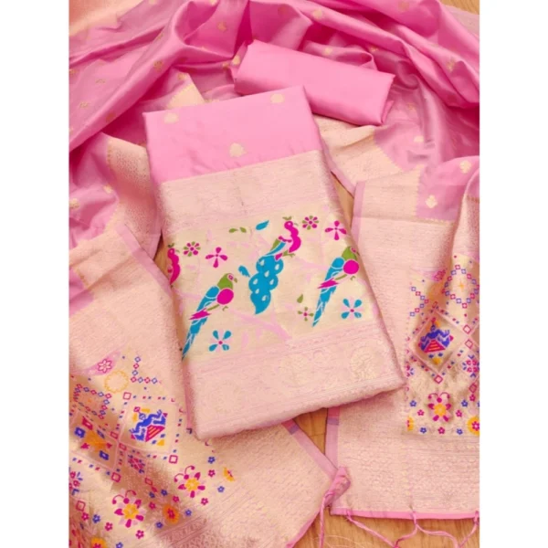 Light Pink Banarasi Silk Salwar Suit Material