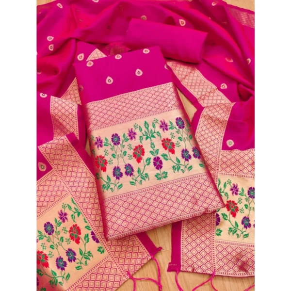 Pink Banarasi Silk Salwar Suit Material