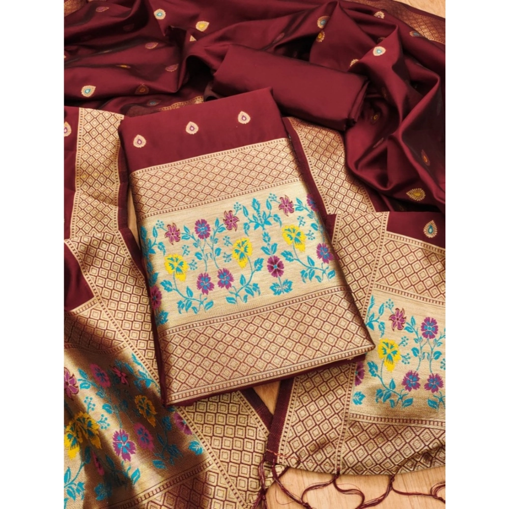54537455555_5af232a76a_o_d-1000x1000-1.webp Maroon Banarasi Silk Unstitched Salwar Suit Material with Dupatta