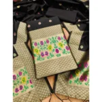 Black Banarasi Silk Unstitched Salwar Suit Material with Dupatta