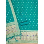 Generic Women's Banarasi Silk Printed Unstitched Salwar Suit Material With Dupatta (Rama, 3Mtrs) - Image 3