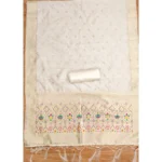 Generic Women's Banarasi Silk Printed Unstitched Salwar Suit Material With Dupatta (White, 3Mtrs) - Image 2