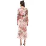 Generic Women's Chiffon Floral Round Neck Long Sleeves Dress (Multicolor) - Image 4