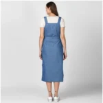 Generic Women's Denim Solid Round Neck Sleeveless Dress (Blue) - Image 4