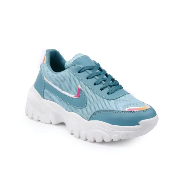 Blue mesh lace-up casual shoes for women