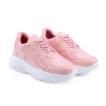 Pink Women's Casual Mesh Printed Lace-Up Shoes