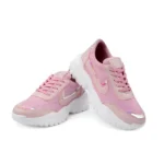 Pink Women's Casual Mesh Printed Lace-Up Shoes