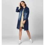 Generic Women's Denim Washed Long Sleeve Jacket (Blue) - Image 3