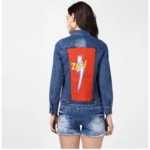 Generic Women's Denim Hand Painted Long Sleeve Jacket (Blue) - Image 4