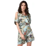 Generic Women's Polyester Floral Dungaree Pant (Multicolor)