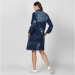 Generic Women's Denim Washed Long Sleeve Jacket (Blue) - Image 4