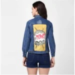 Generic Women's Denim Hand Painted Long Sleeve Jacket (Blue) - Image 4