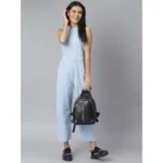 Generic Women's Denim Self Design Sleeveless Jumpsuit (Blue) - Image 3