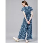 Generic Women's Rayon Tie & Dye Short Sleeve Jumpsuit (Blue) - Image 4
