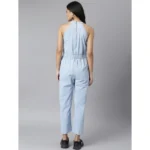 Generic Women's Denim Self Design Sleeveless Jumpsuit (Blue) - Image 4