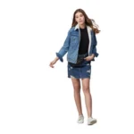 Generic Women's Denim Washed Long Sleeve Jacket (Blue) - Image 3