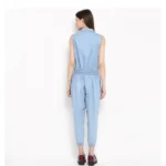 Generic Women's Denim Solid Sleeveless Jumpsuit (Blue) - Image 4