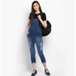 Generic Women's Denim Solid Dungaree Pant (Blue) - Image 3