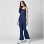 Generic Women's Denim Solid Shoulder Straps Jumpsuit (Blue) - Image 3
