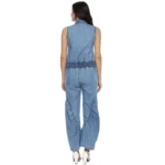 Generic Women's Denim Solid Sleeveless Jumpsuit (Blue) - Image 4