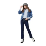 Generic Women's Denim Washed Long Sleeve Jacket (Blue) - Image 3