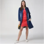 Generic Women's Denim Washed Long Sleeve Jacket (Navy Blue) - Image 3