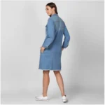 Generic Women's Denim Washed Long Sleeve Jacket (Blue) - Image 4