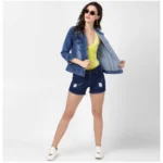 Generic Women's Denim Hand Painted Long Sleeve Jacket (Blue) - Image 3