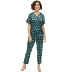 Generic Women's Polyester Polka Short Sleeve Jumpsuit (Green)
