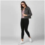 Generic Women's Denim Distressed Long Sleeve Jacket (Black) - Image 3