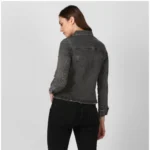 Generic Women's Denim Distressed Long Sleeve Jacket (Black) - Image 4