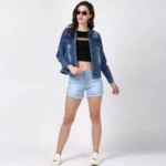 Generic Women's Denim Hand Painted Long Sleeve Jacket (Blue) - Image 3